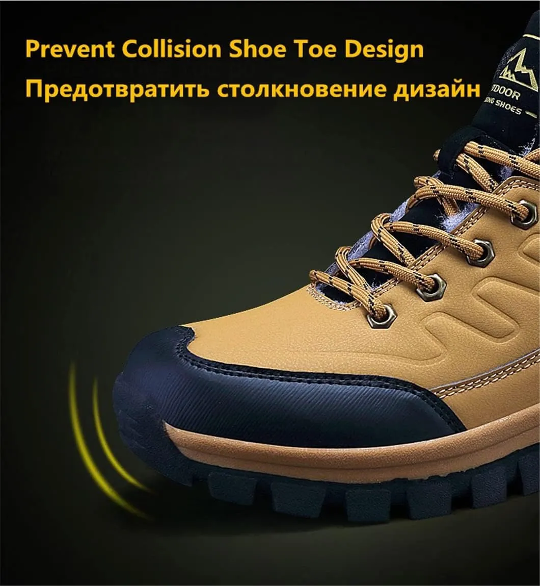 Winter Snow Boots Warm Plush Men's Boots Outdoor Hiking Boots Waterproof Men's Ankle Boots Walking Boots