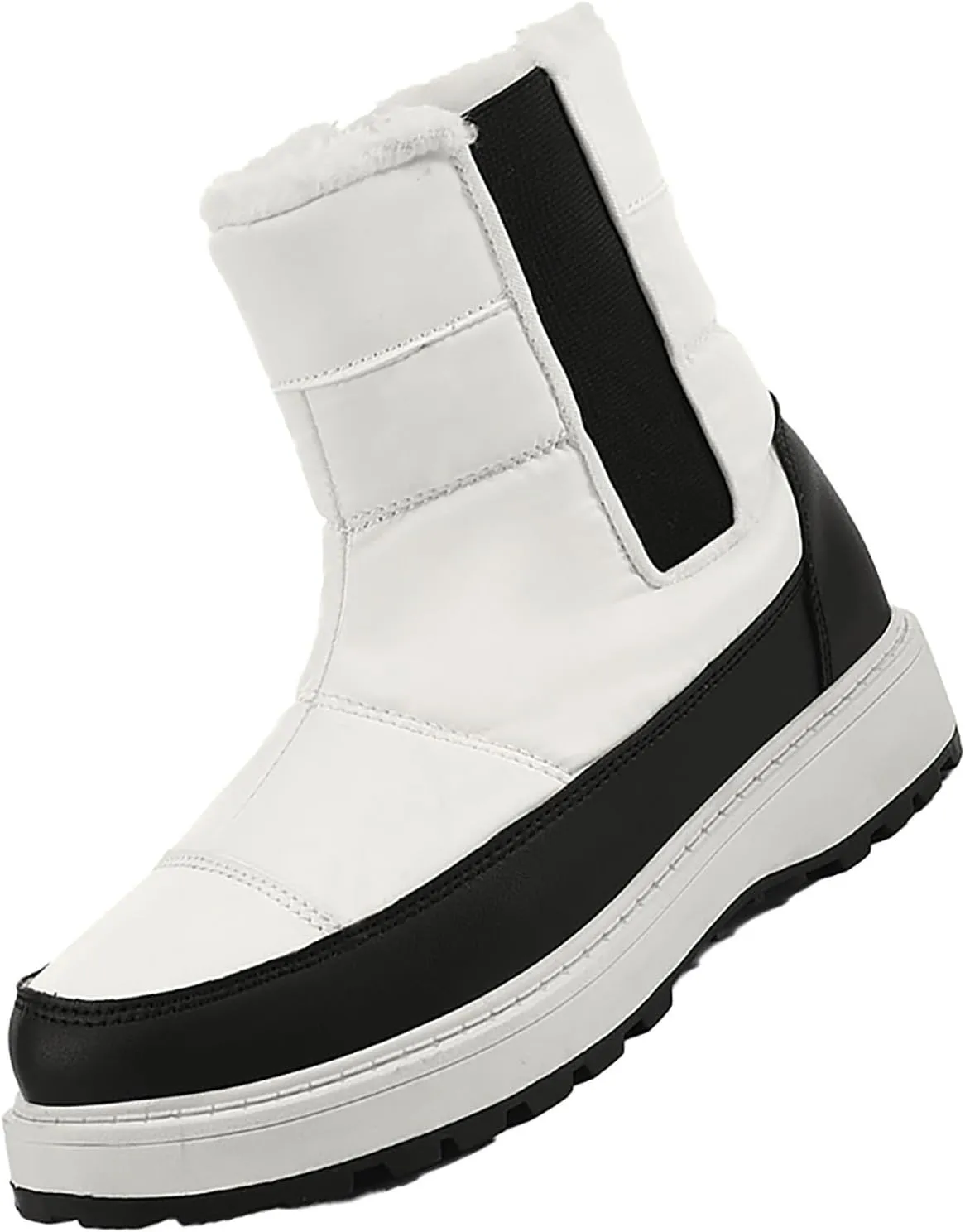 Winter White Boots for Women Size 12 Women's Snow Boots Waterproof White Women Winter Boots Women Waterproof Boots Women Mid Calf Flat Leather Winter Boots Prime of Day Deals