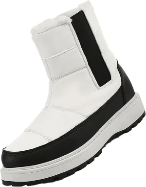 Winter White Boots for Women Size 12 Women's Snow Boots Waterproof White Women Winter Boots Women Waterproof Boots Women Mid Calf Flat Leather Winter Boots Prime of Day Deals