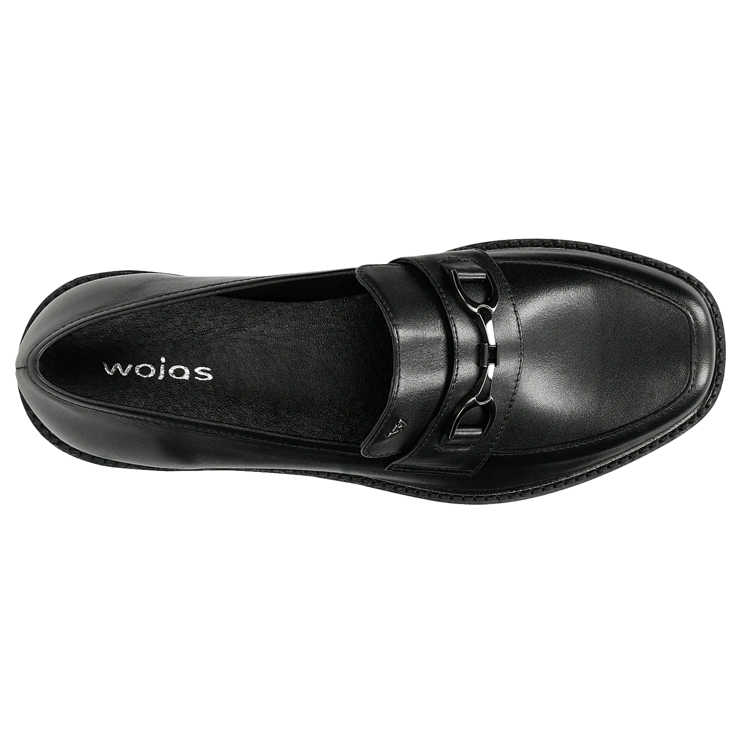 Wojas Black Leather Loafers with Black Logo | 46092-51
