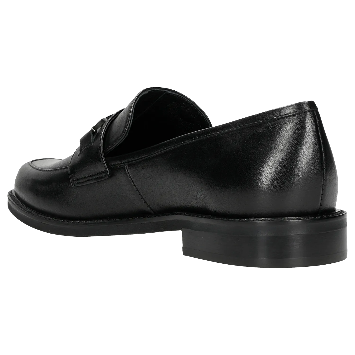 Wojas Black Leather Loafers with Black Logo | 46092-51