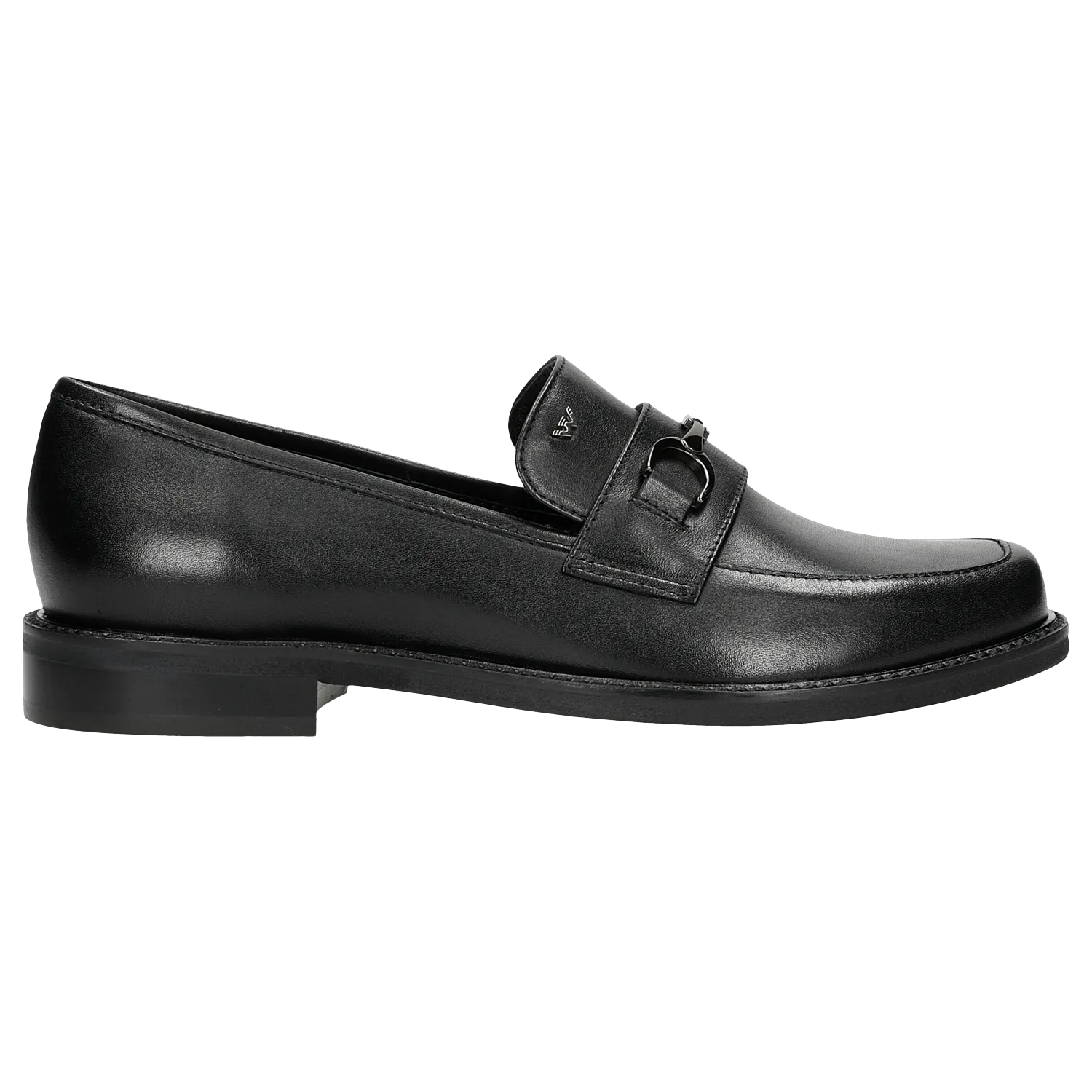 Wojas Black Leather Loafers with Black Logo | 46092-51