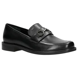 Wojas Black Leather Loafers with Black Logo | 46092-51