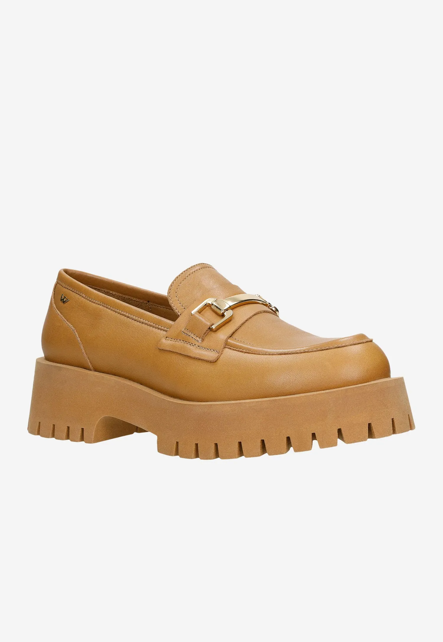 Wojas Light Brown Leather Loafers with Golden Detail | 46198-53