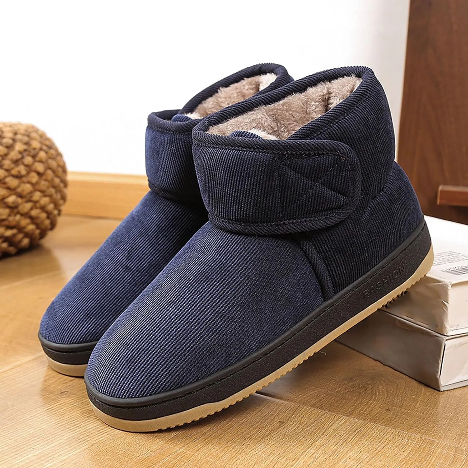 Women Ankle Boots Low Heel Non Slip Cotton Shoes Slip On Walking Boots Soft Sole Flat Shoes Wide Calf Rain Boots