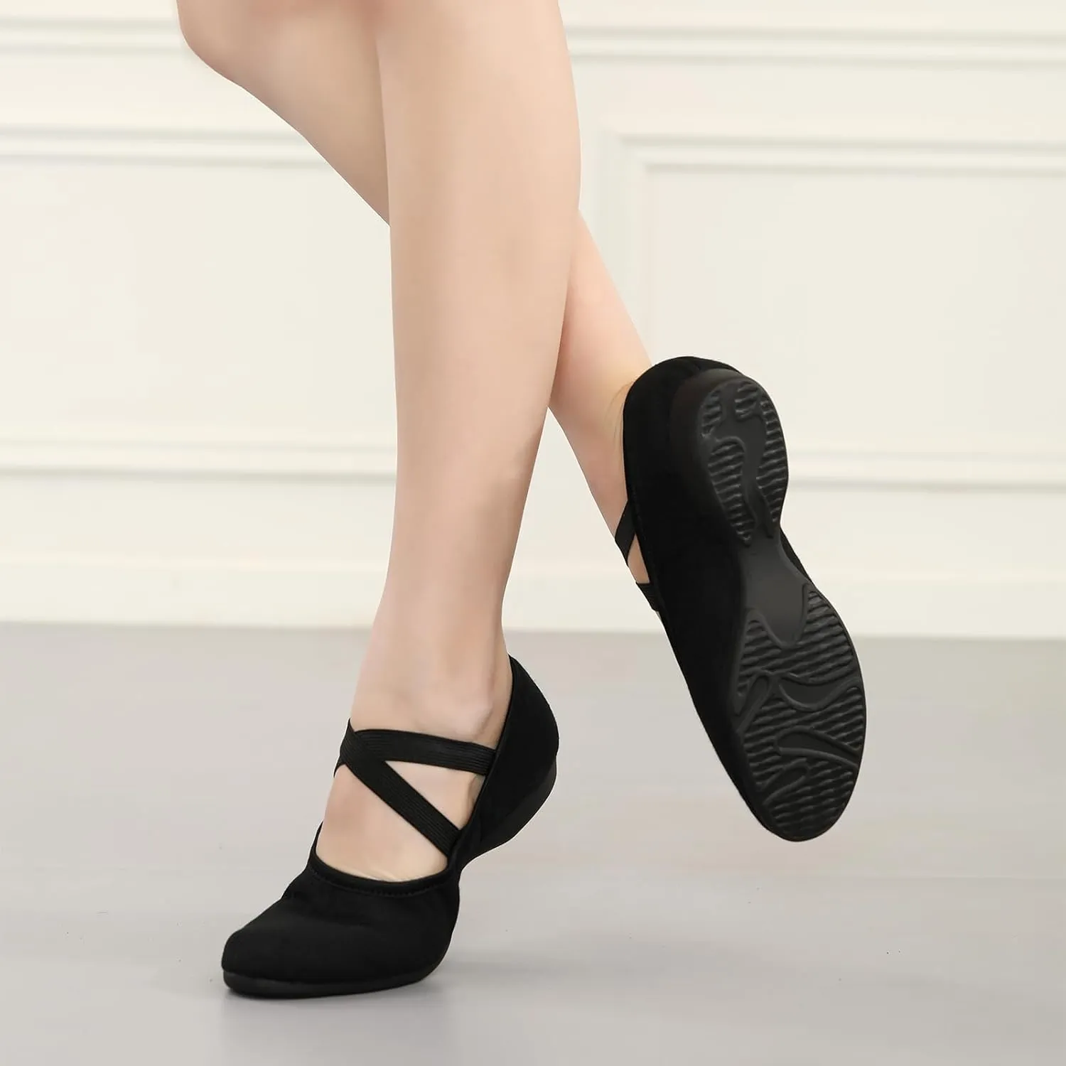 Women Flat Dance Practice Shoes Canvas Ballroom Social Dance Shoes for Beginner