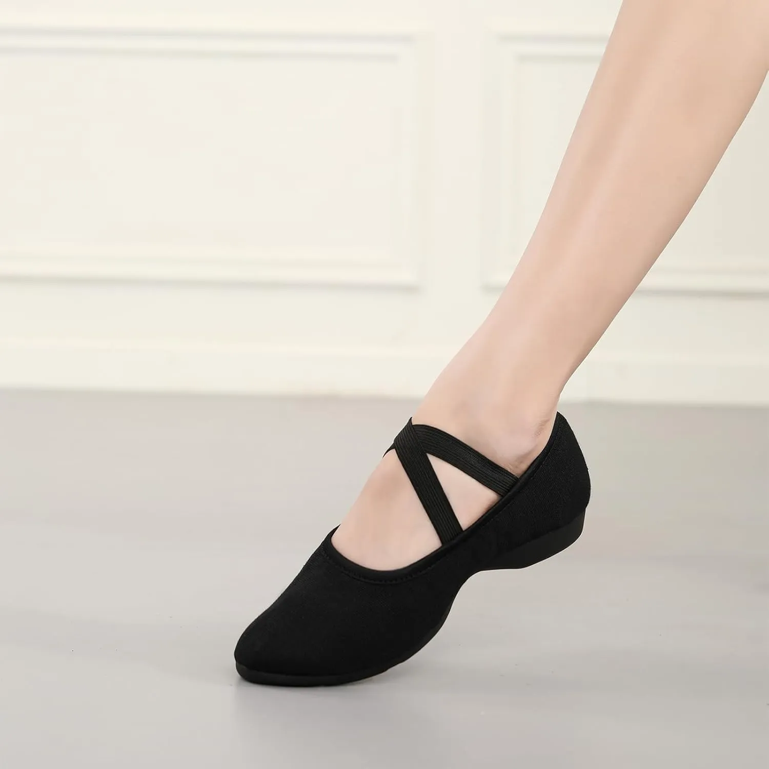 Women Flat Dance Practice Shoes Canvas Ballroom Social Dance Shoes for Beginner