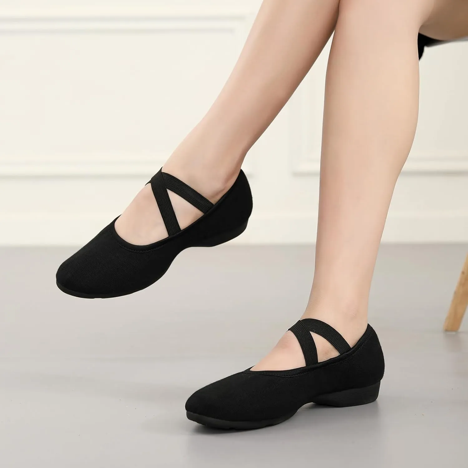 Women Flat Dance Practice Shoes Canvas Ballroom Social Dance Shoes for Beginner