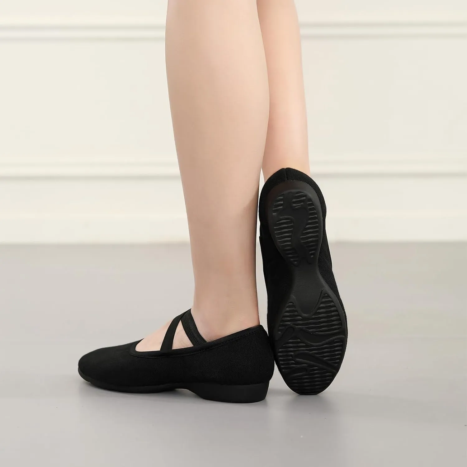 Women Flat Dance Practice Shoes Canvas Ballroom Social Dance Shoes for Beginner
