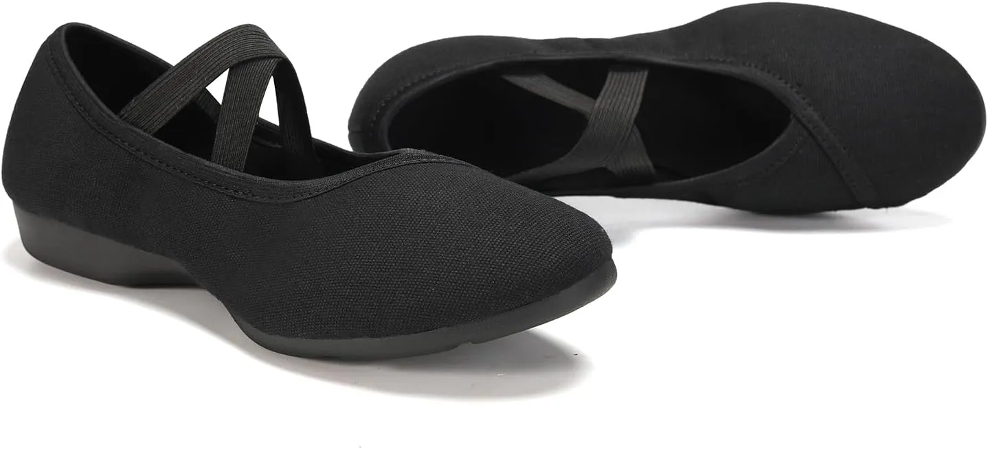 Women Flat Dance Practice Shoes Canvas Ballroom Social Dance Shoes for Beginner