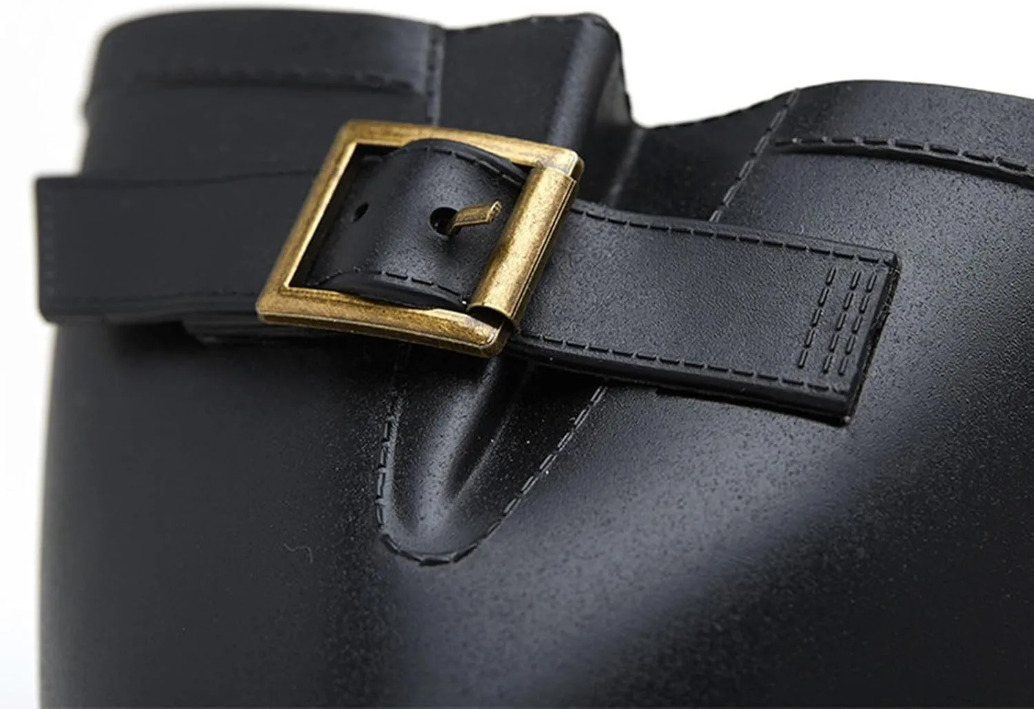 Women Rain Boots Classic Ankle Boots Chunky Heel Non-slip Mid-calf Buckle Mid-Calf Motorcycle Shoes Combat Booties