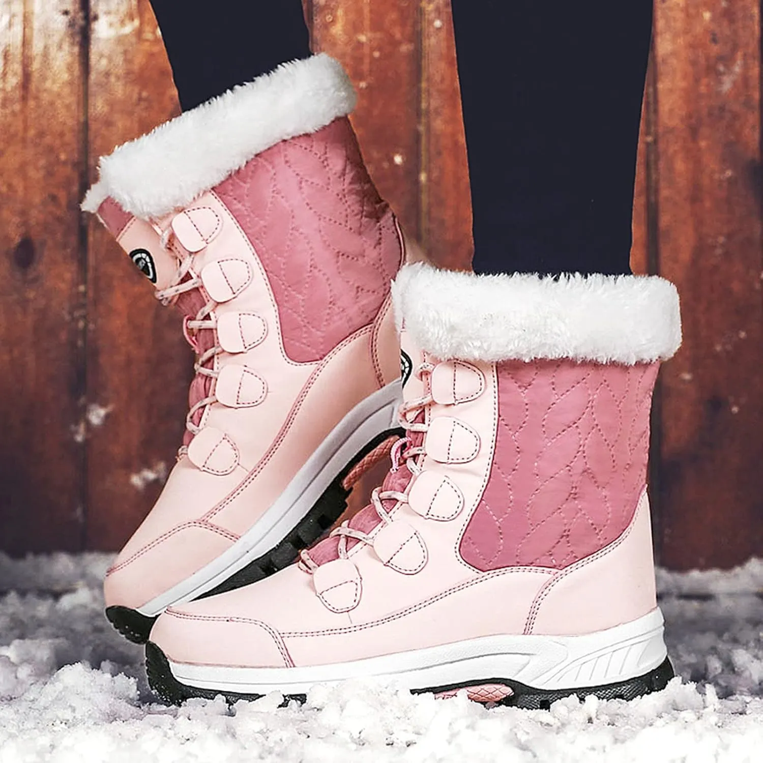 Women Snow Ankle Boots Waterproof Leather Winter Snow Boots Women Size 10 Women's Boots Winter Wide Snowboard Boots Women Botas Para Invierno Mujeres