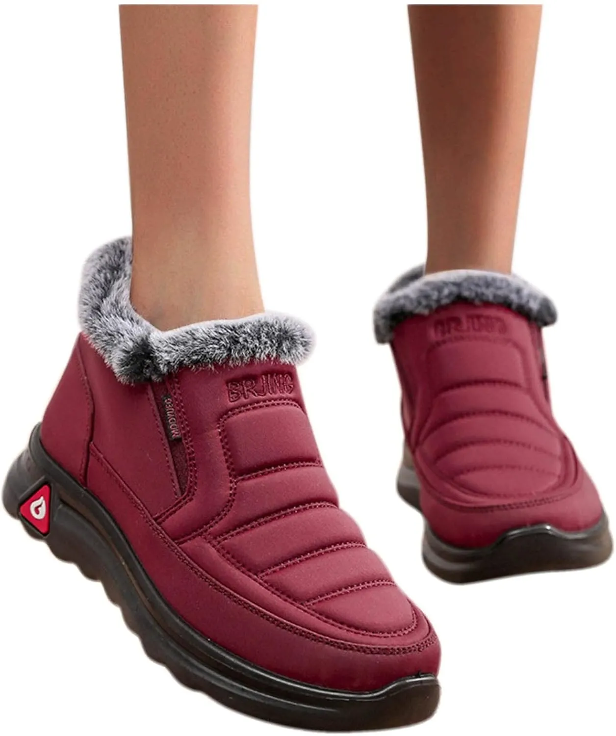 Women Snow Boots Waterproof Winter Boots Non-slip Fully Fur Booties Casual Slip on Ankle Boots Thickening Winter Shoes Walking Hiking Booties