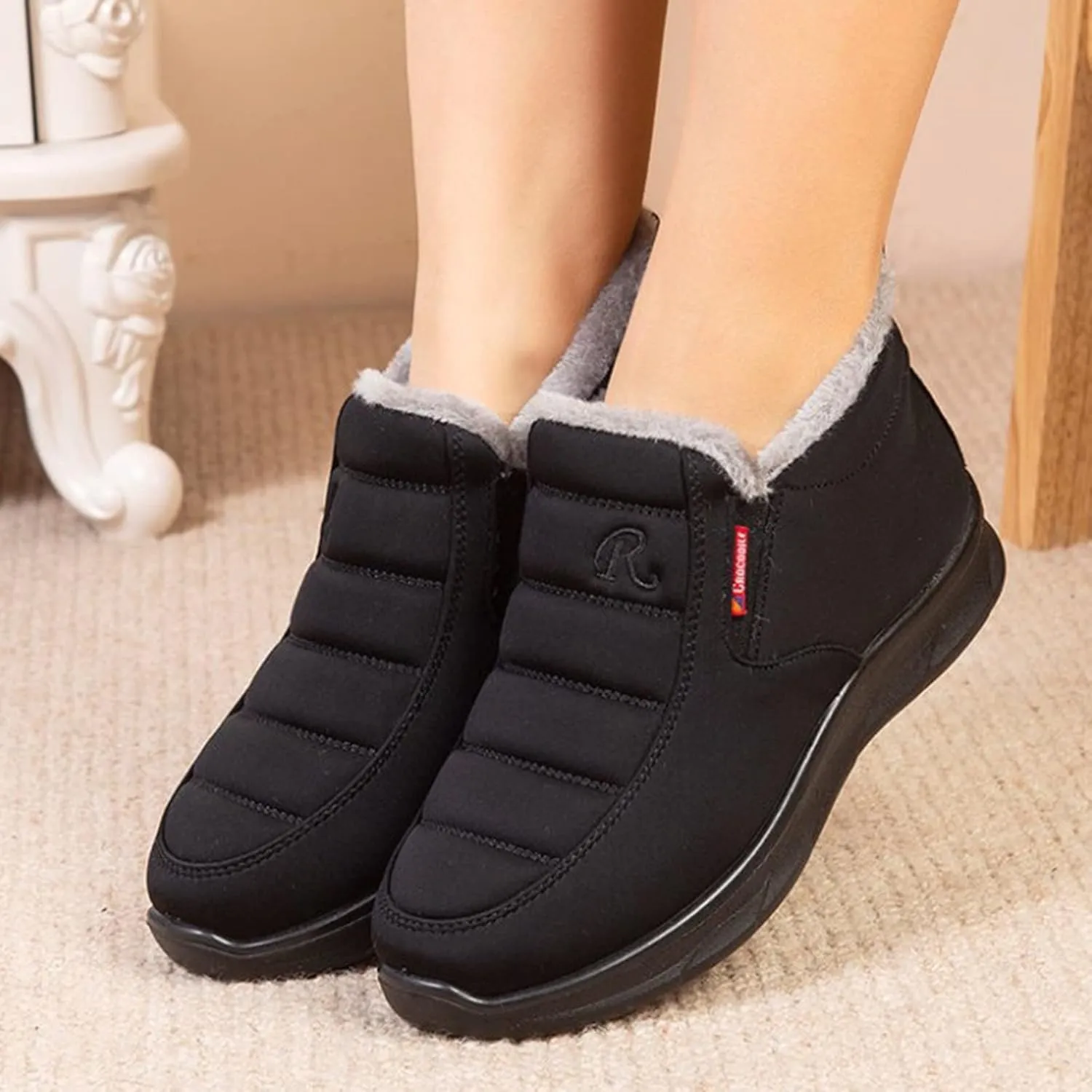 Women Snow Boots Waterproof Winter Boots Non Slip Fur Lined Booties Winter Warm Outdoor Ankle Boots Thickening Winter Shoes Walking Hiking Booties