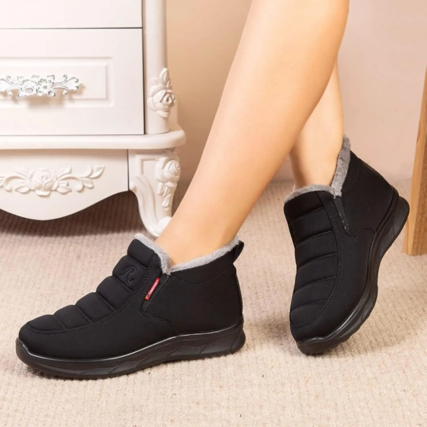 Women Snow Boots Waterproof Winter Boots Non Slip Fur Lined Booties Winter Warm Outdoor Ankle Boots Thickening Winter Shoes Walking Hiking Booties