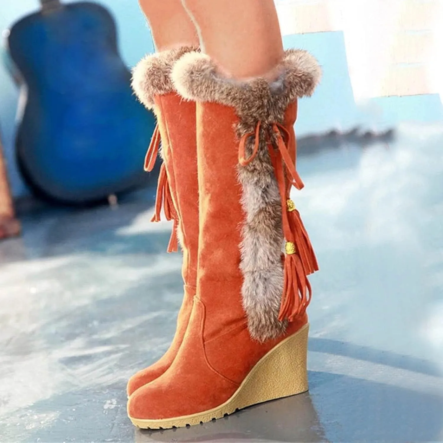 Women Snow Boots Winter Shoes 9.5 Wide Women Snow Spike Boot Ice Womens Snow Boots Wide Leg Warm Winter Outdoor Boots for Women Winter Boot Womens