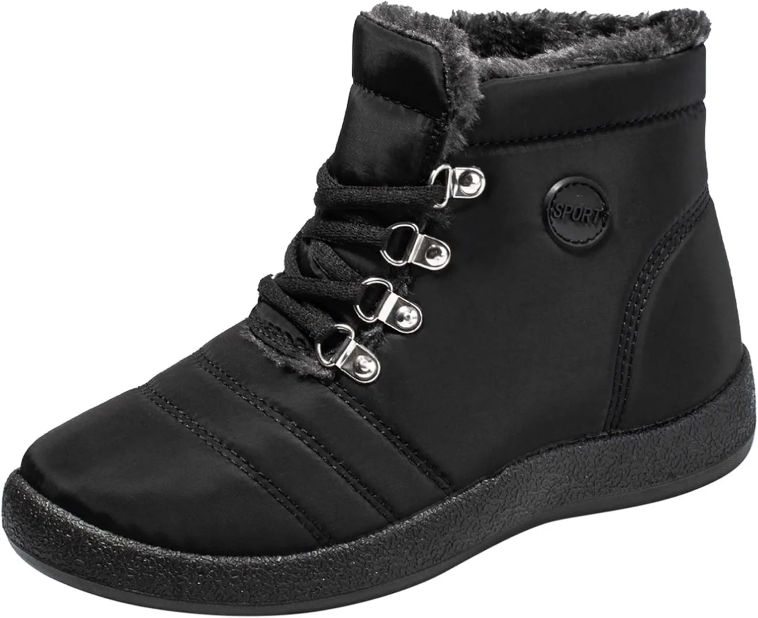Women Winter Boots Wide Calf White and Black Winter Boots for Women Snow Boots Women Slip On Winter Boots for Women Womens Winter Booties Prime of Day Deals
