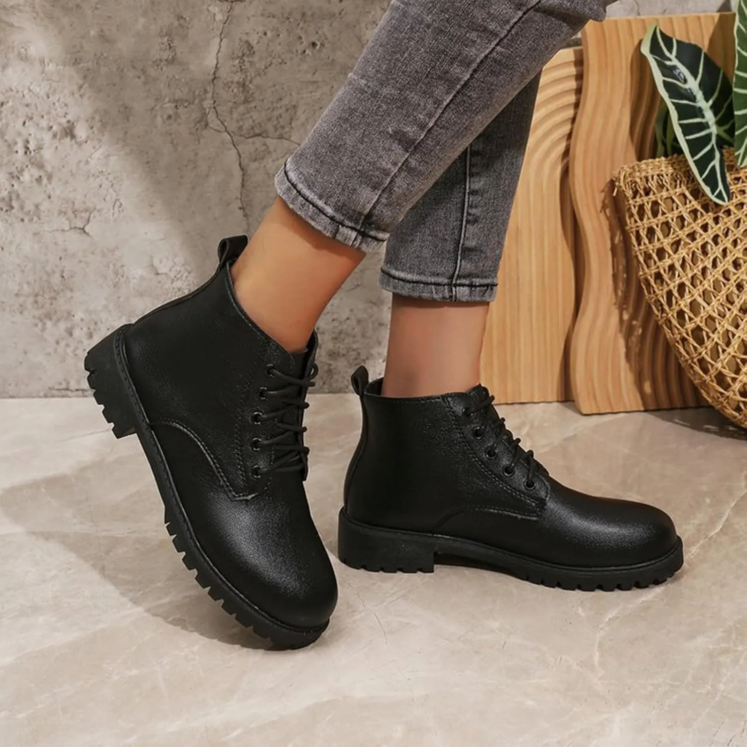 Women's Ankle Boots Black Heeled Boots Non Slip Work Boots Women Chunky Boots for Women 2024 Womens Ankle Boots Flat Low Heel Booties Womens Extra Wide Width Booties