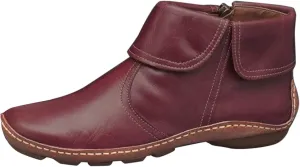 Womens Ankle Boots Side Zipper Vintage Leather Boots No Heel Arch Support Booties Flat Heel Casual Booties