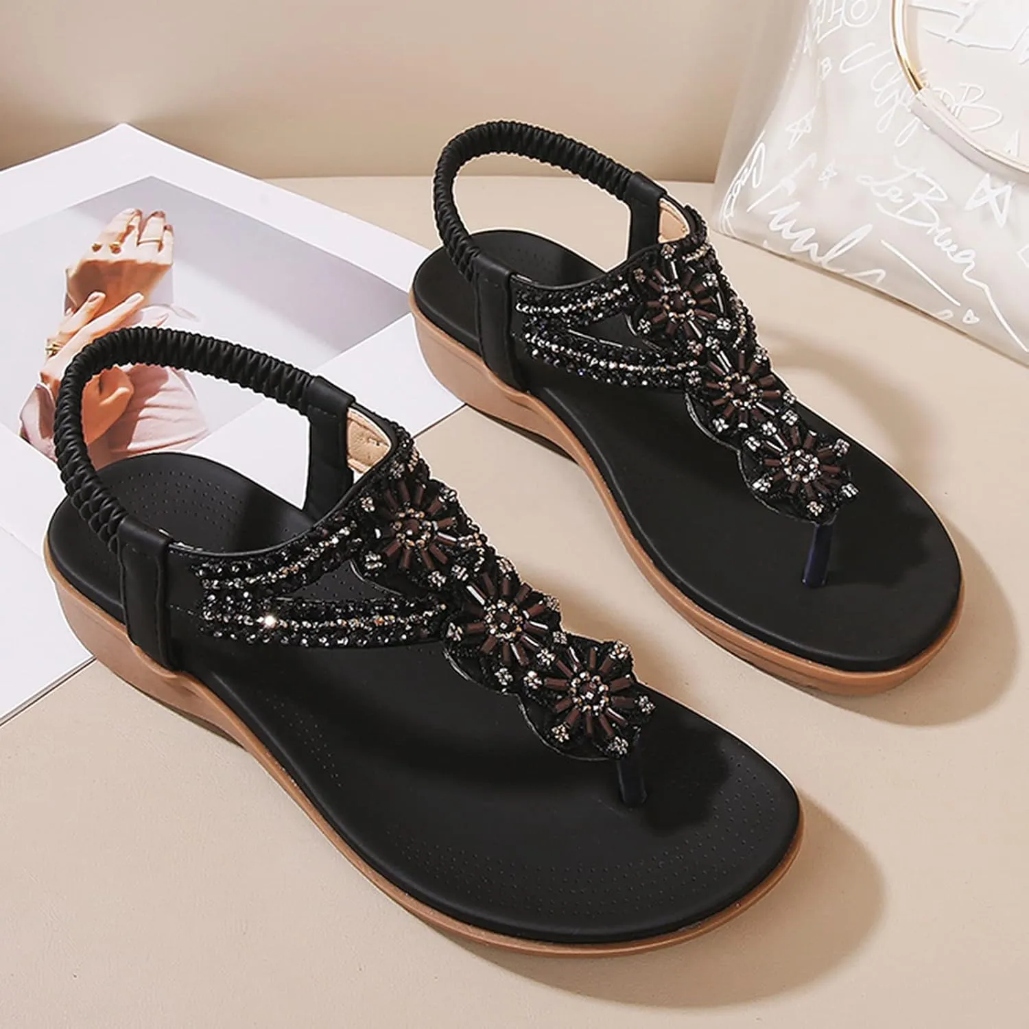 Women's Arch Support Sandals Shoes for Women Extra Wide Orthopedic Elegant Sandals for Women Dressy Comfortable Best Flip Flops for Walking Womens Flat Sandals Cute Wedge Sandals for Women