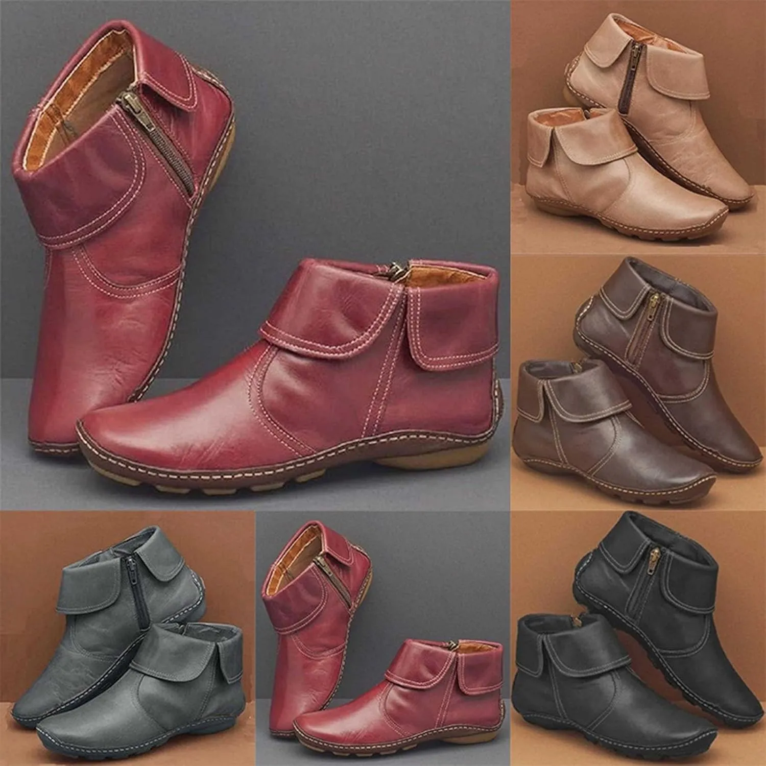 Womens Boots Ankle Brown Boots Women No Heel Cowboy Boots for Women Arch Support Dress for Women Womens Ankle Boots Winter Women Ankle Boots Black