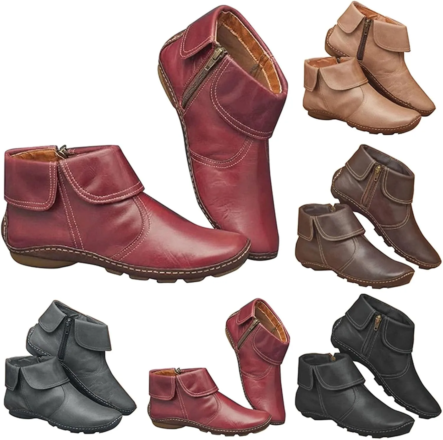 Womens Boots Ankle Brown Boots Women No Heel Cowboy Boots for Women Arch Support Dress for Women Womens Ankle Boots Winter Women Ankle Boots Black