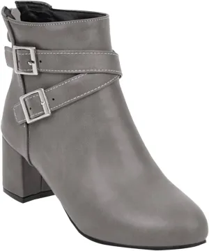 Womens Boots Exquisite Leather Side Zipper Thick Heel Boots for Women Elegant Belt Buckle Cozy Short Boots