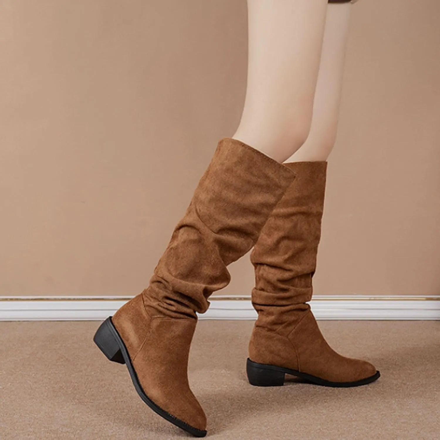 Women's Boots High Sewing Solid Flat With Shoes Features: Tall Boots for Women Wide Calf Knee High