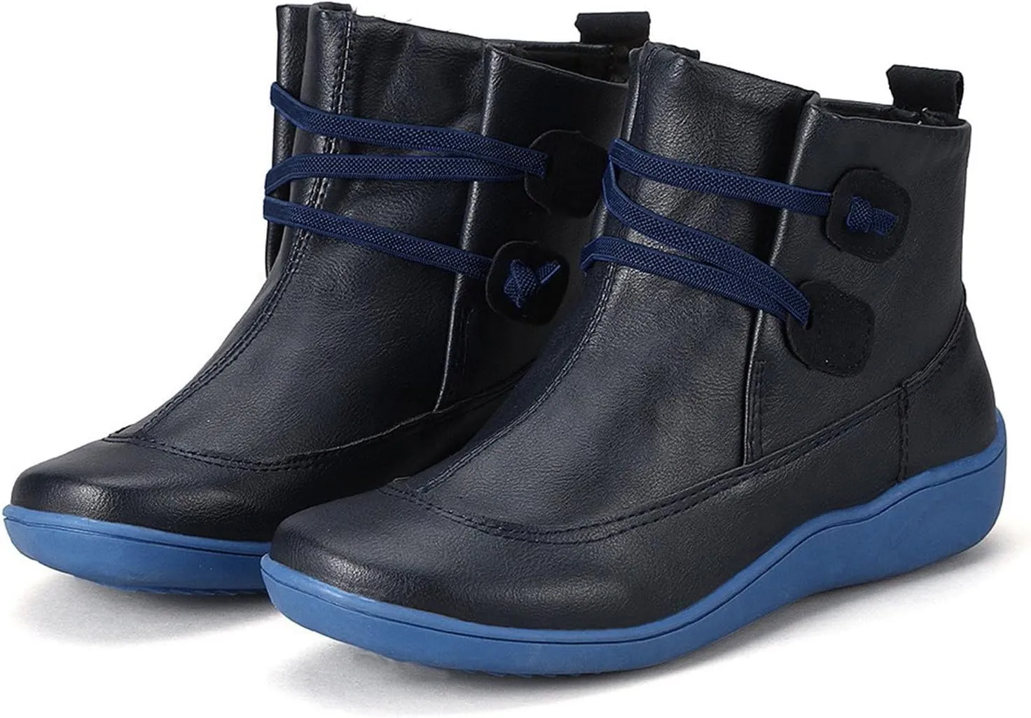 Womens Boots Retro Exquisite Beautiful Leather Boots for Women Flat Soft Sole Comfortable Ankle Boots