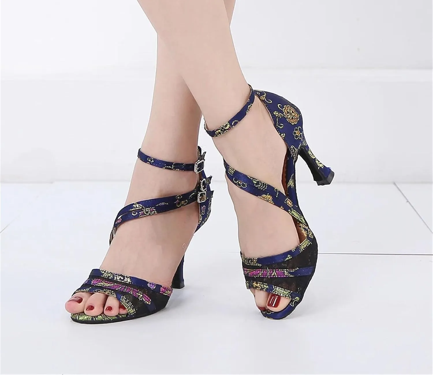 Women's Dance Training Sandals - Waltz Tango Salsa High Heels, 10CM/3.9Inch Heel Height