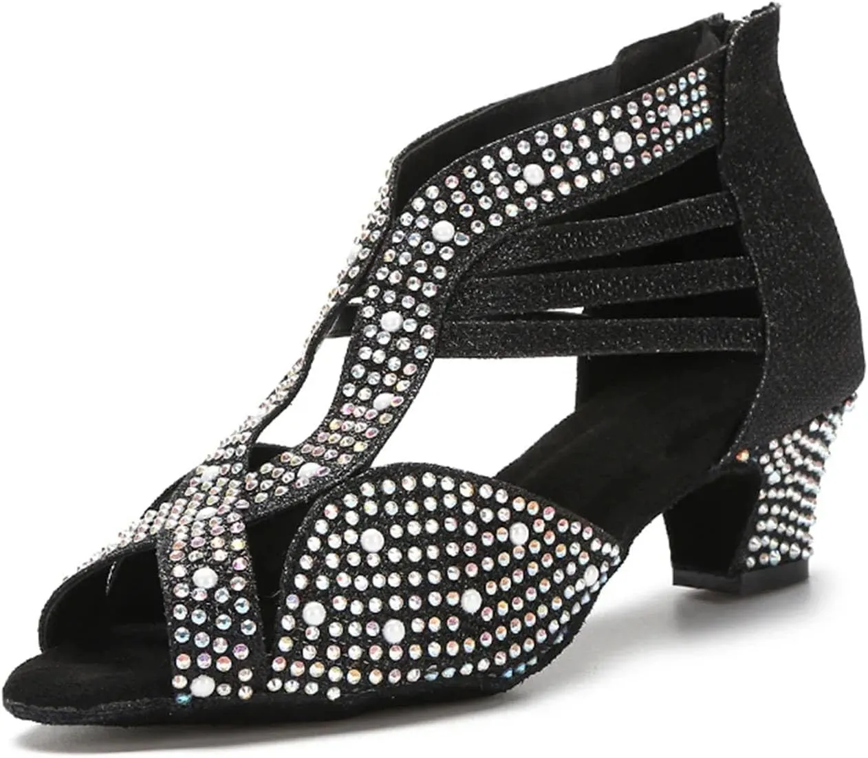 Women's Modern Latin Dance Shoes - Salsa Tango Indoor Soft Sole Party Sandals, 10CM/3.9Inch Heel Height