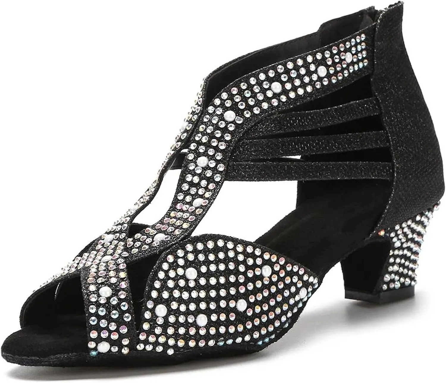 Women's Modern Latin Dance Shoes - Salsa Tango Indoor Soft Sole Party Sandals, 10CM/3.9Inch Heel Height