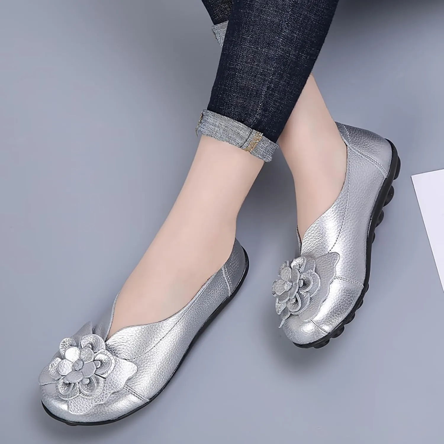 Womens Orthopedic Loafers Summer Comfortable Closed Toe Low Heel Flat Wide Width Flats Breathable Casual Outdoor Shoes Work Dressy Shoe Shopping Standing Shoes