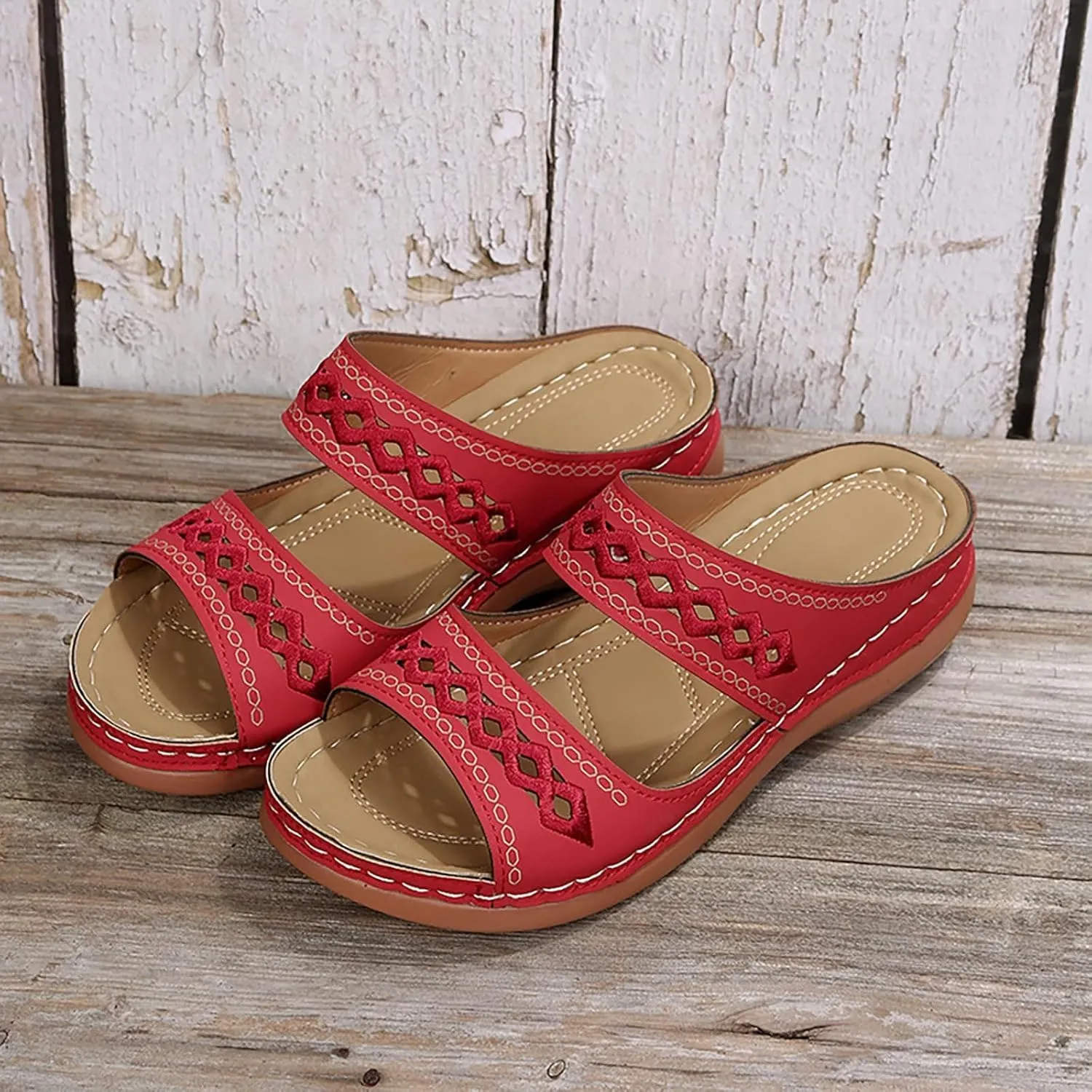 Womens Orthopedic Sandals Support Flip Flops Slip On Wide Sandals Platform Summer Comfortable Walking Shoes