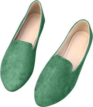 Women's Round Head Suede Flat Shoes Casual One Foot Stirrup Shallow Mouth Flat Shoes Flat Heeled Work Single Shoes