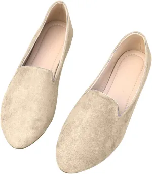 Women's Round Head Suede Flat Shoes Casual One Foot Stirrup Shallow Mouth Flat Shoes Flat Heeled Work Single Shoes