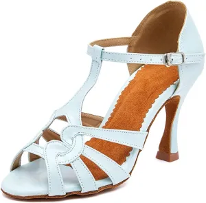 Women's Salsa Dance Shoes - Latin Ballroom Cuban Heel Party Sandals, 10CM/3.9Inch Heel Height