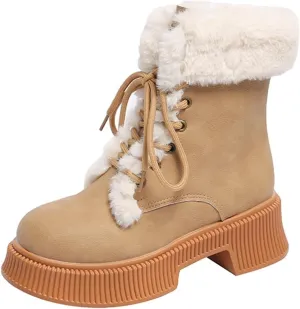 Women's Snow Boots Anti-Slip Waterproof Warm Winter Shoes Hiking Womens Furry Boots Fur Boots for Women White Fuzzy Boots Size 11 Wide Winter Boots for Women Black of Friday Deals 2024