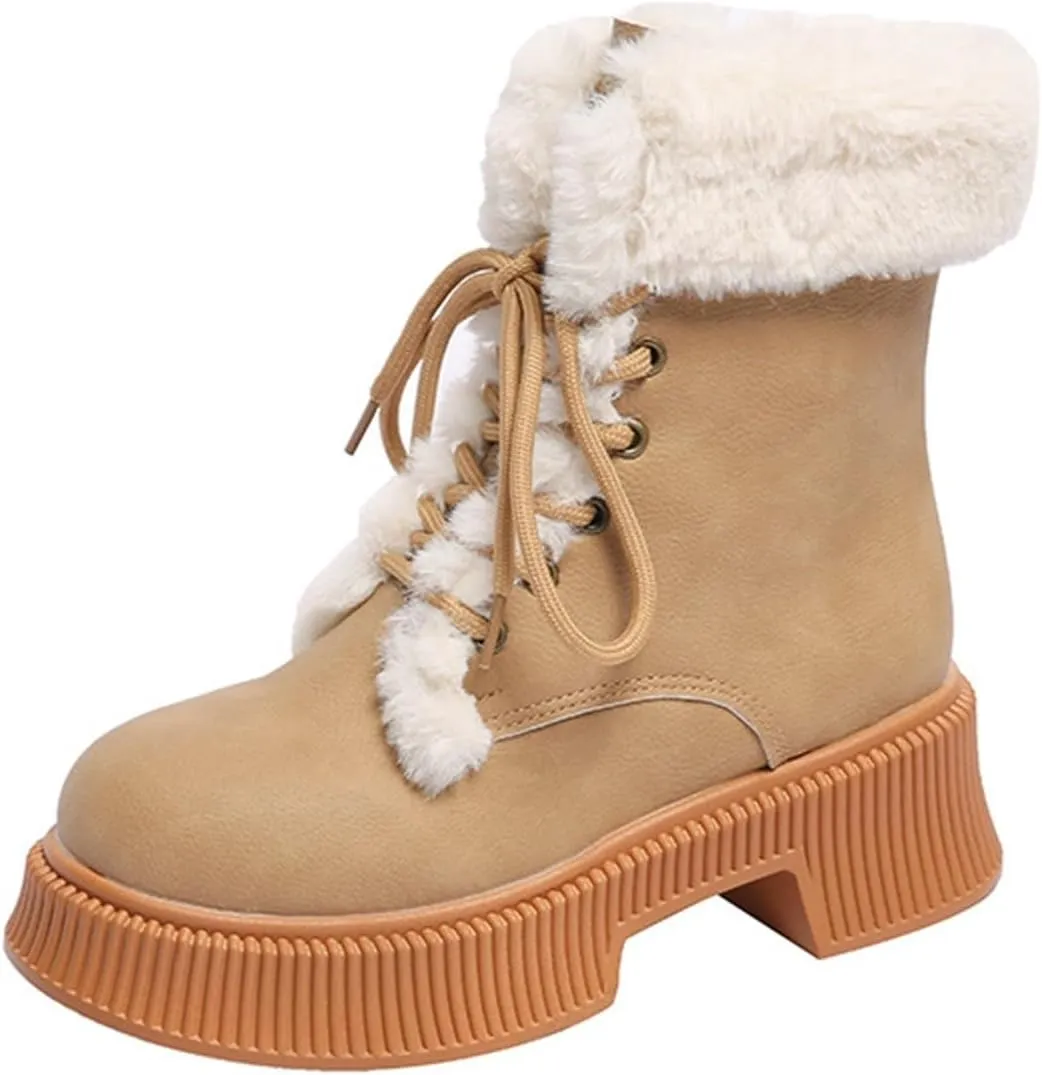 Women's Snow Boots Anti-Slip Waterproof Warm Winter Shoes Hiking Womens Furry Boots Fur Boots for Women White Fuzzy Boots Size 11 Wide Winter Boots for Women Black of Friday Deals 2024