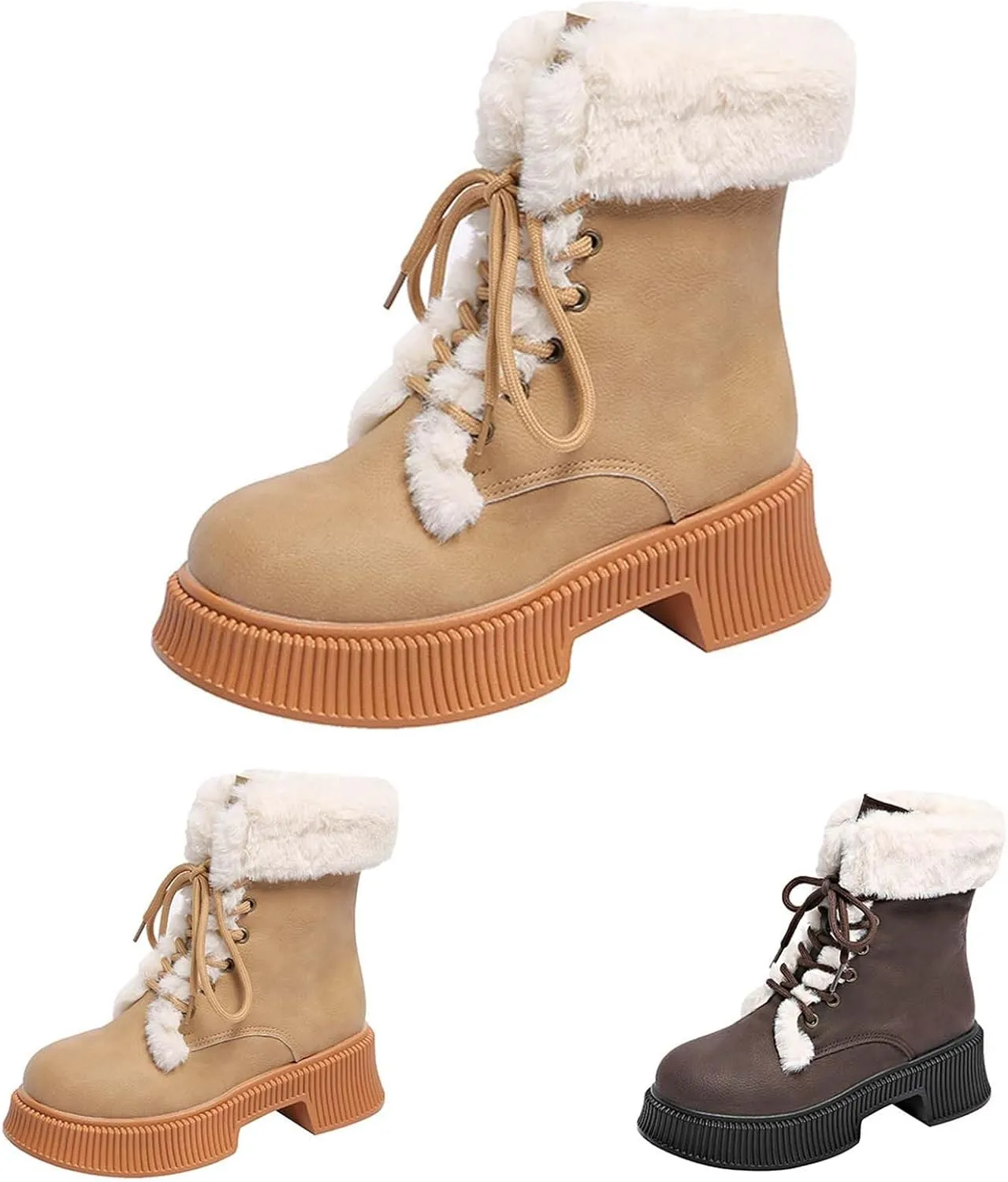 Women's Snow Boots Anti-Slip Waterproof Warm Winter Shoes Hiking Womens Furry Boots Fur Boots for Women White Fuzzy Boots Size 11 Wide Winter Boots for Women Black of Friday Deals 2024