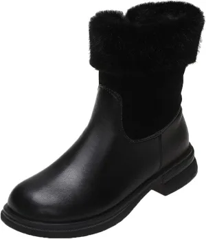 Womens Snow Boots Size 11 Wide Women Snow Boots Women Winter Boots Waterproof Size 12 Leather Mid Calf Winter Boots for Women Low Heel Women's Tall Winter Boots