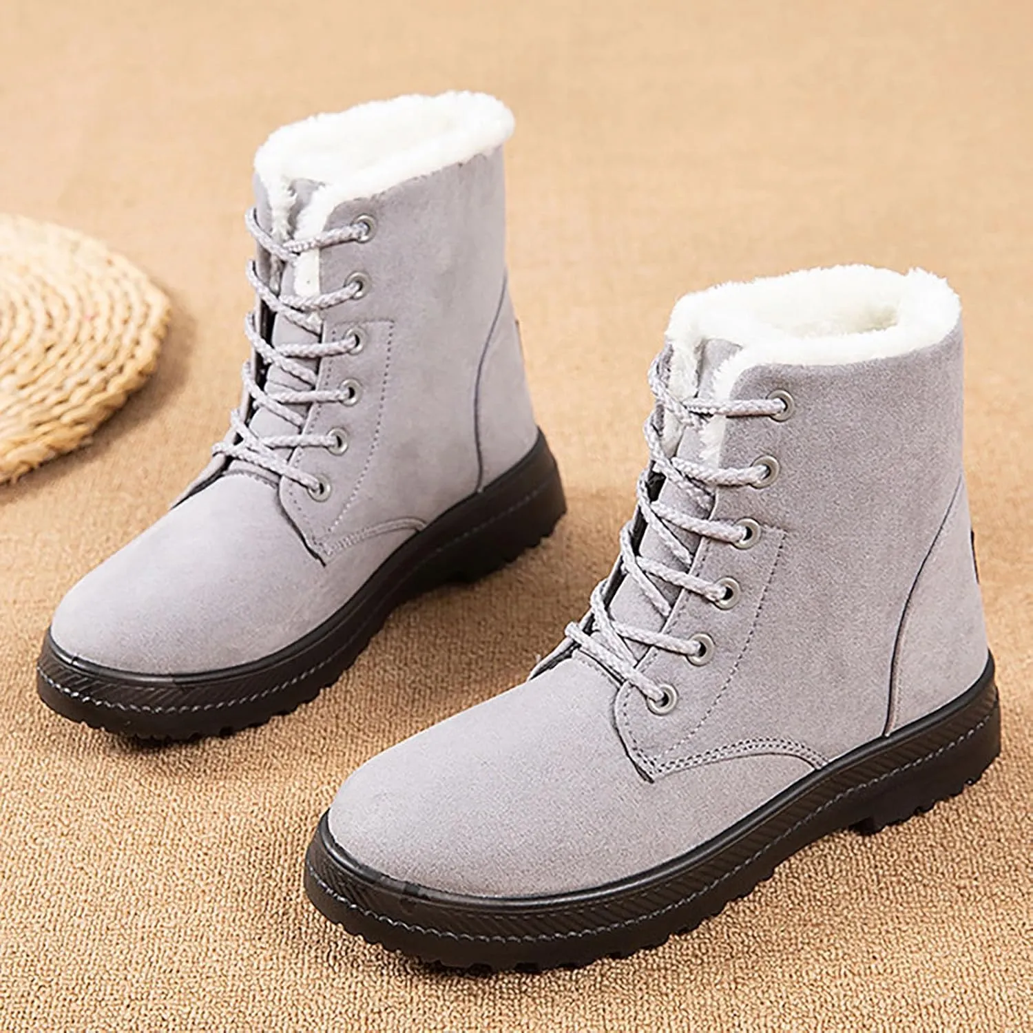 Womens Snow Boots Size Heel Women's Boots Breathable Fashion Round Head Chunky Heel Women's on Snow Boots for Women