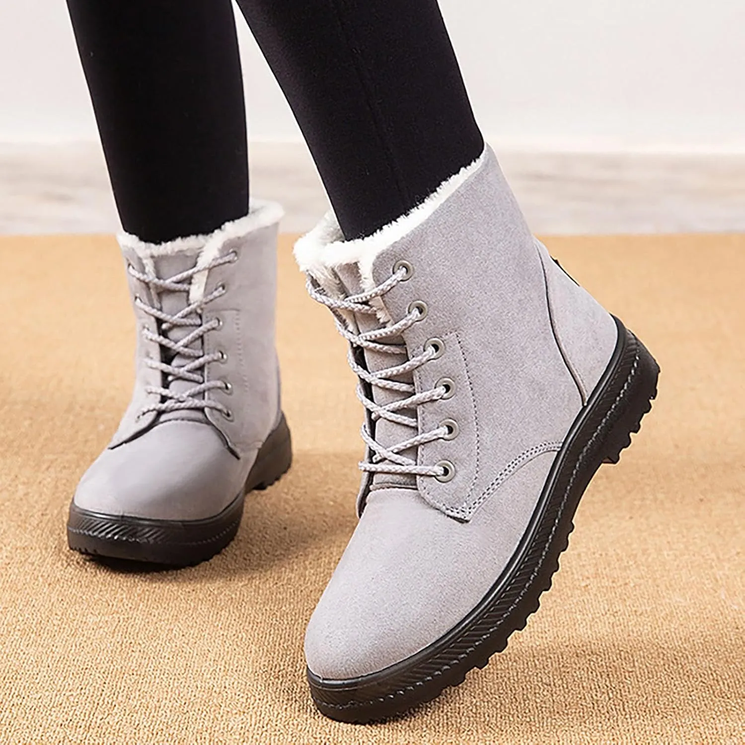 Womens Snow Boots Size Heel Women's Boots Breathable Fashion Round Head Chunky Heel Women's on Snow Boots for Women