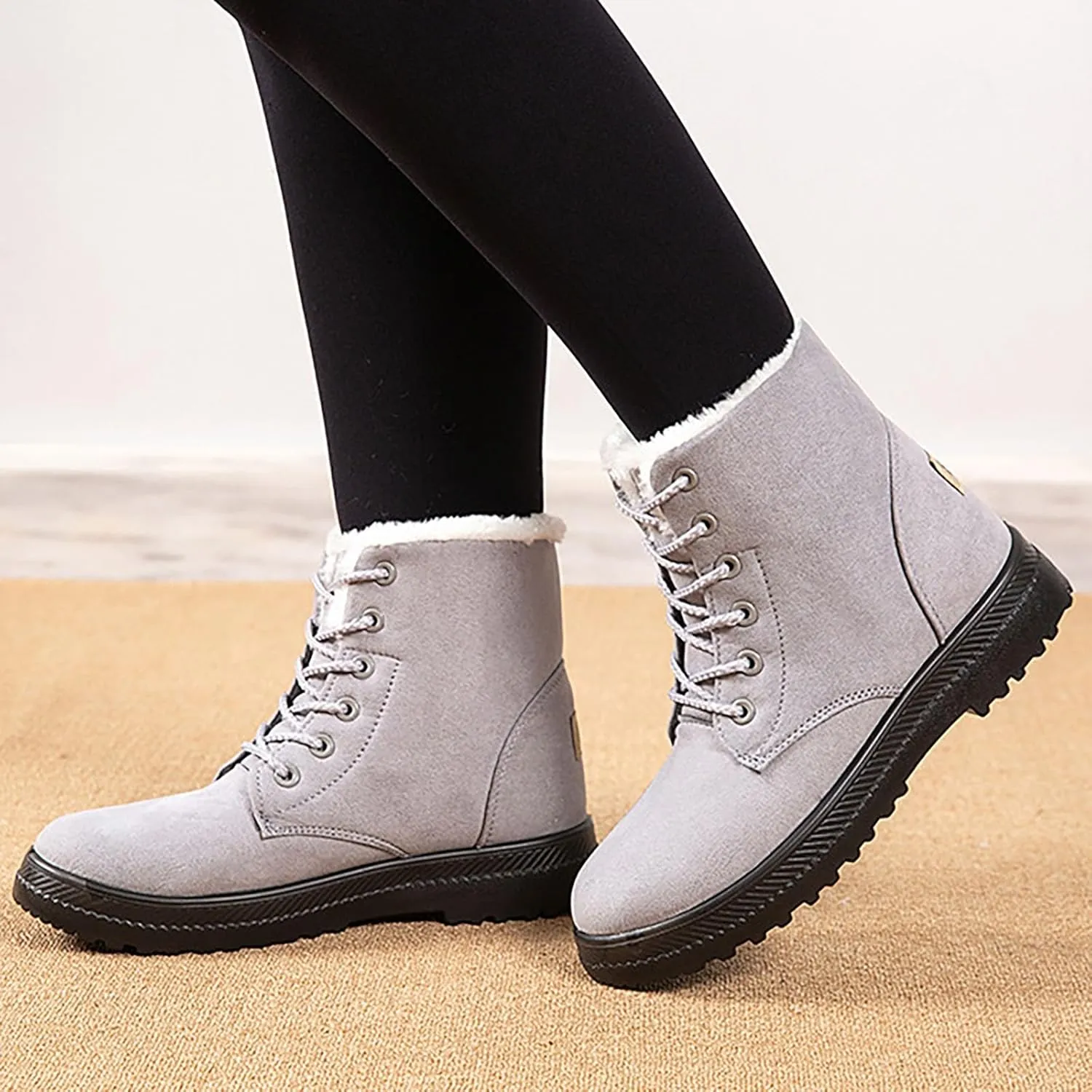 Womens Snow Boots Size Heel Women's Boots Breathable Fashion Round Head Chunky Heel Women's on Snow Boots for Women