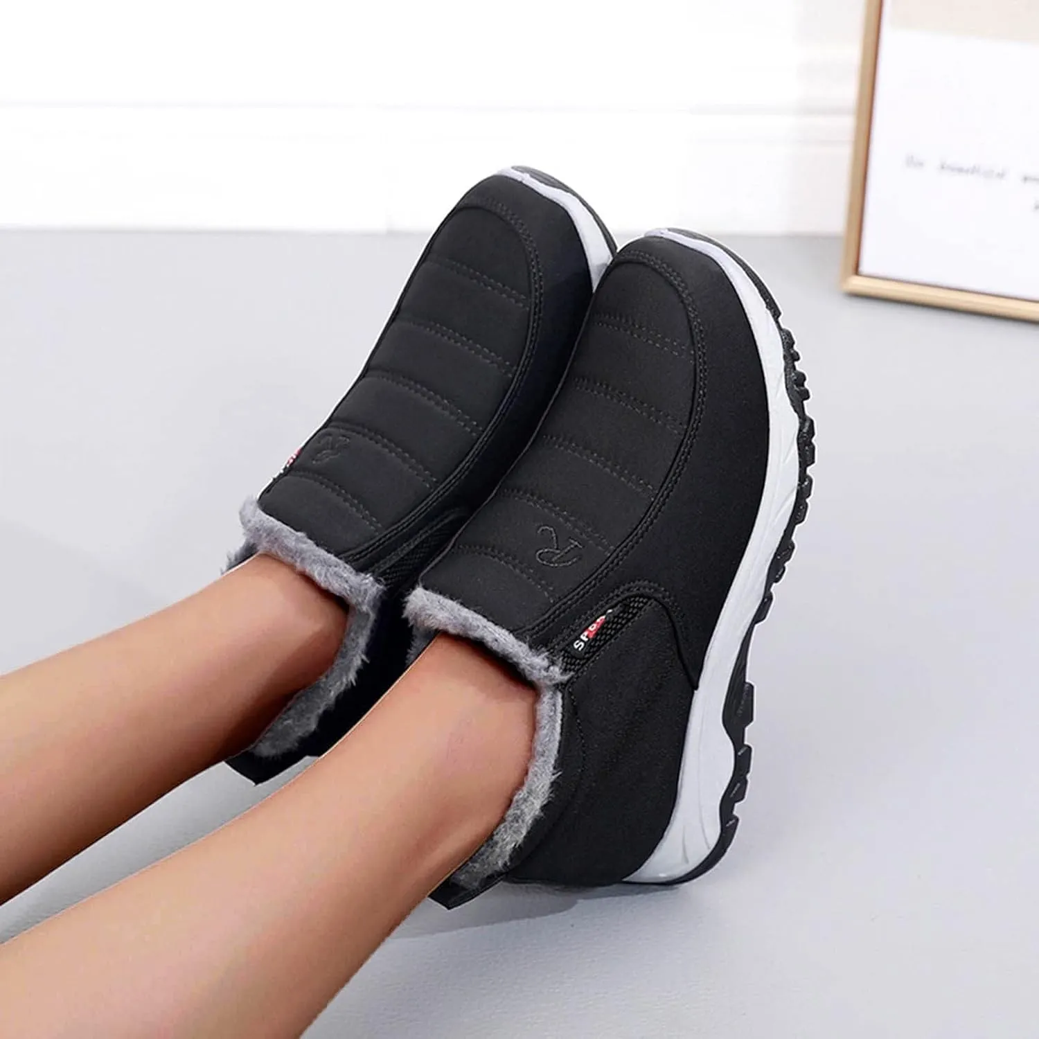 Womens Snow Boots Waterproof Anti-slip Winter Boots Classic Fully Fur Booties Lightweight Slip on Ankle Boots Comfortable Winter Shoes Trekking Shoes