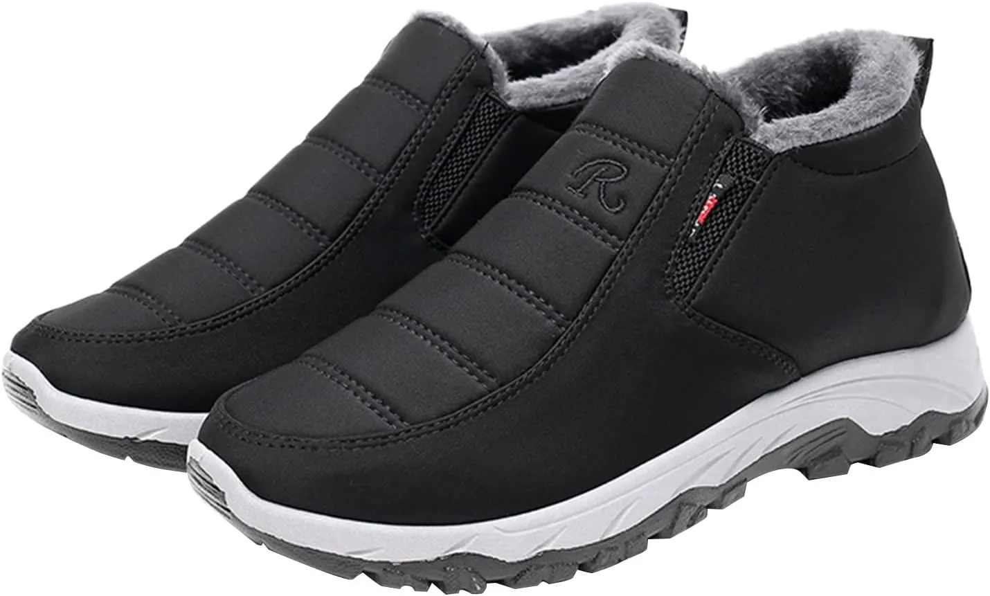 Womens Snow Boots Waterproof Anti-slip Winter Boots Classic Fully Fur Booties Lightweight Slip on Ankle Boots Comfortable Winter Shoes Trekking Shoes