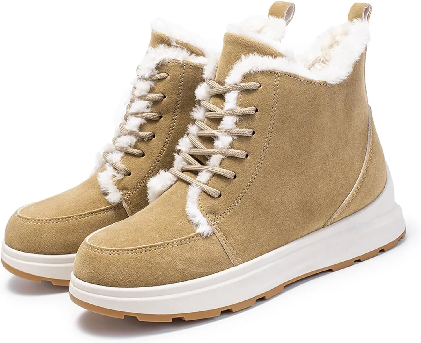 Womens Snow Boots Waterproof Anti-slip Winter Boots Classic Fuzzy Fur Booties Lightweight Slip on Ankle Boots Ladies Walking Hiking Booties