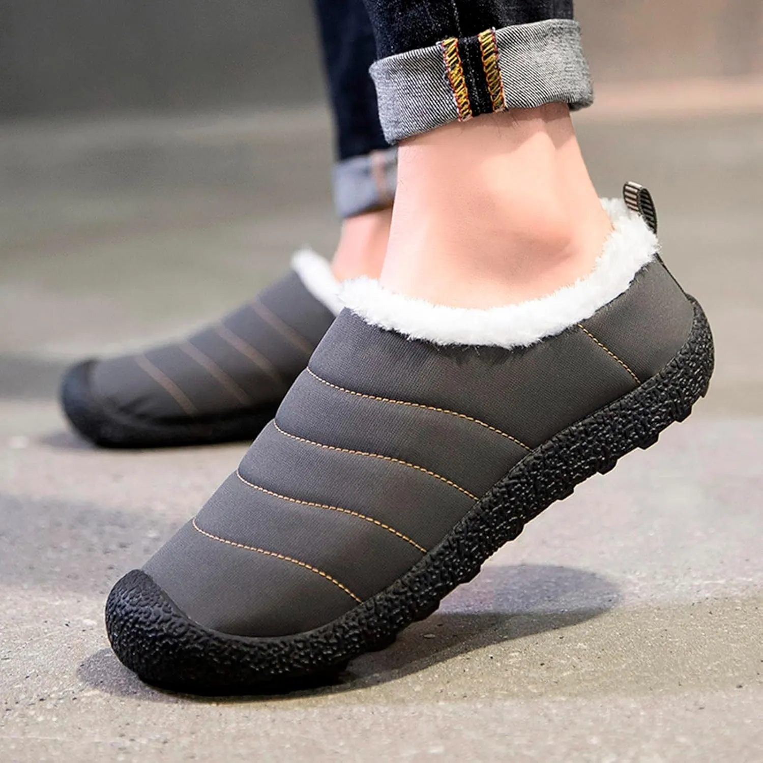 Womens Snow Boots Waterproof Furry Lined Warm Winter Boots Non-Slip Rubber Ankle Booties Classic Slip on Ladies Lightweight Hiking Shoes