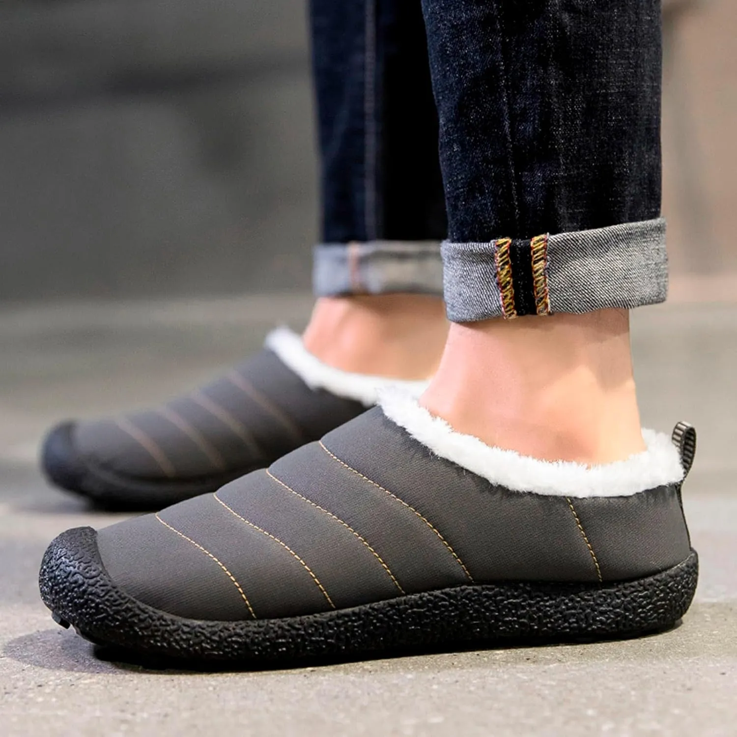 Womens Snow Boots Waterproof Furry Lined Warm Winter Boots Non-Slip Rubber Ankle Booties Classic Slip on Ladies Lightweight Hiking Shoes