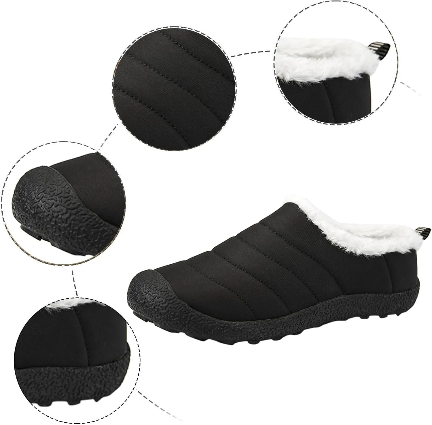 Womens Snow Boots Waterproof Furry Lined Warm Winter Boots Non-Slip Rubber Ankle Booties Classic Slip on Ladies Lightweight Hiking Shoes